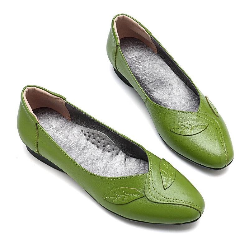 Damesko Blad Komfortabel Årsaksmessig Slip On Flats