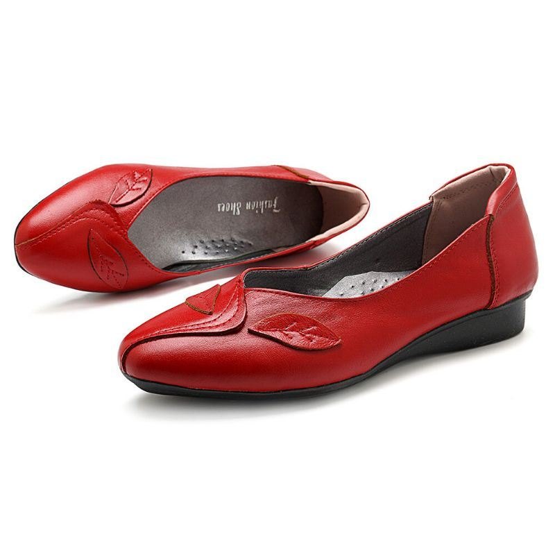 Damesko Blad Komfortabel Årsaksmessig Slip On Flats