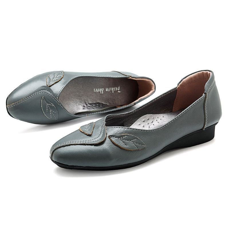 Damesko Blad Komfortabel Årsaksmessig Slip On Flats