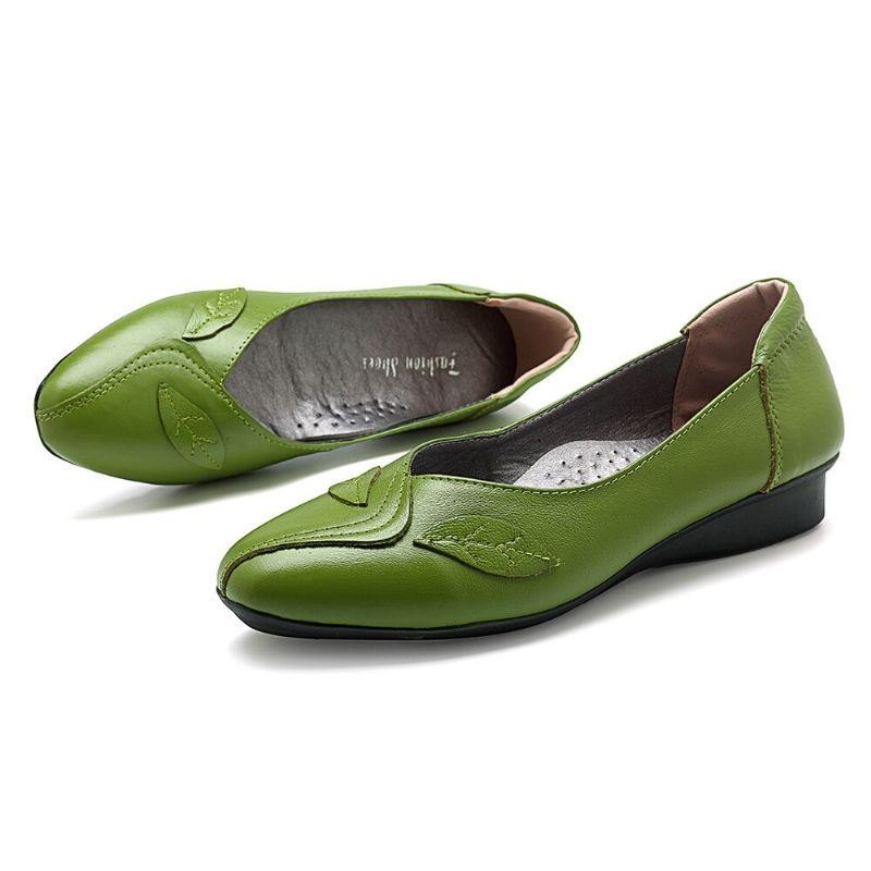 Damesko Blad Komfortabel Årsaksmessig Slip On Flats