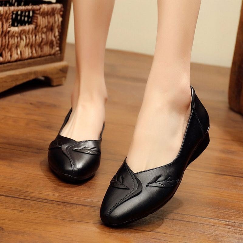 Damesko Blad Komfortabel Årsaksmessig Slip On Flats
