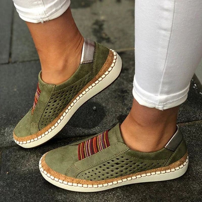 Large Size Dame Komfortable Hollow Out Skjøting Flat Loafers