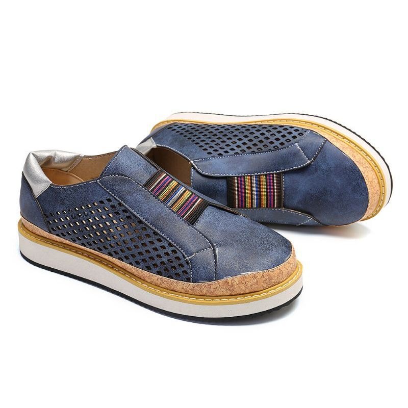 Large Size Dame Komfortable Hollow Out Skjøting Flat Loafers