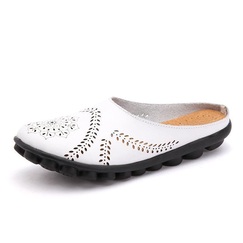 Stor Størrelse Hollow Out Pure Color Myk Casual Flats Damesko