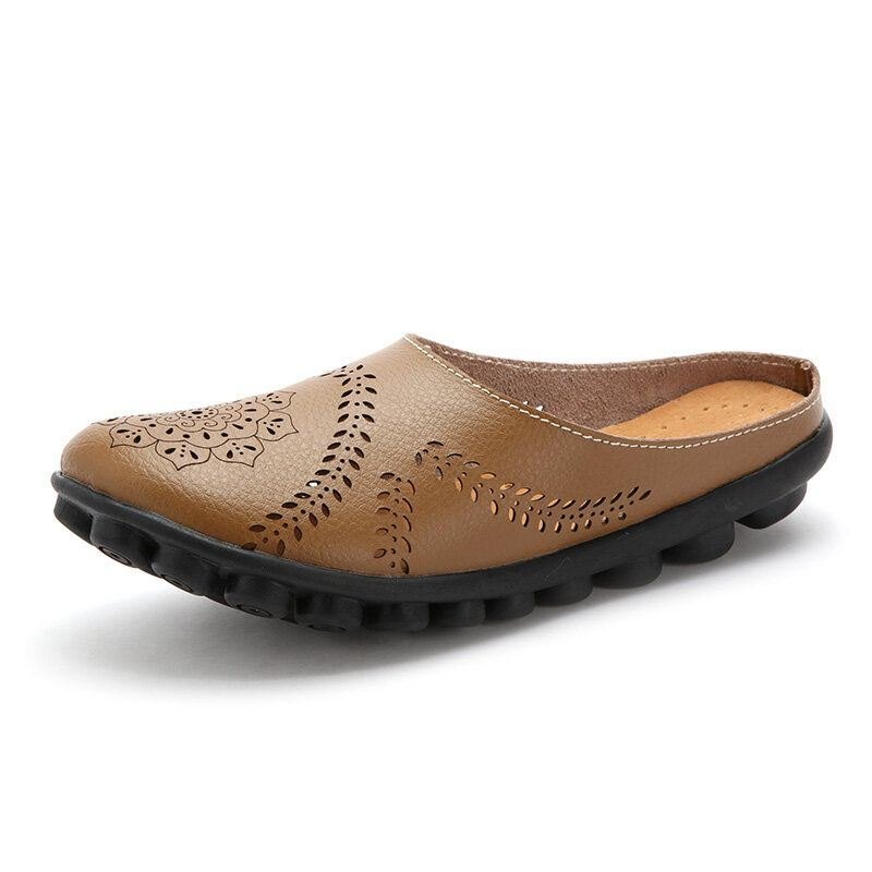 Stor Størrelse Hollow Out Pure Color Myk Casual Flats Damesko